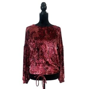 Project RUNWAY Women’s XS Burgundy‎ Crushed Velvet Whimsigoth Long Sleeve Top